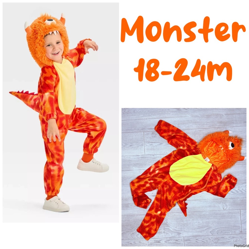 One eye fluffy monster Halloween costume one piece jumper / pajamas / hat 18-24m